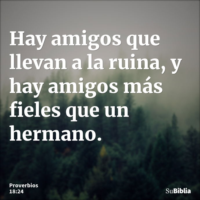 Hay amigos que llevan a la ruina, y hay amigos más fieles que un hermano. --- Proverbios 18:24