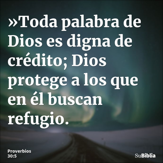 »Toda palabra de Dios es digna de crédito; Dios protege a los que en él buscan refugio. --- Proverbios 30:5