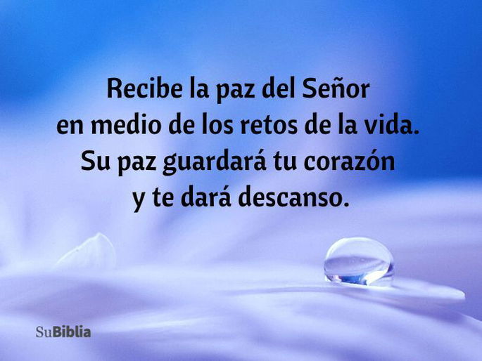 Recibe la paz del Señor en medio de los retos de la vida. Su paz guardará tu corazón y te dará descanso.