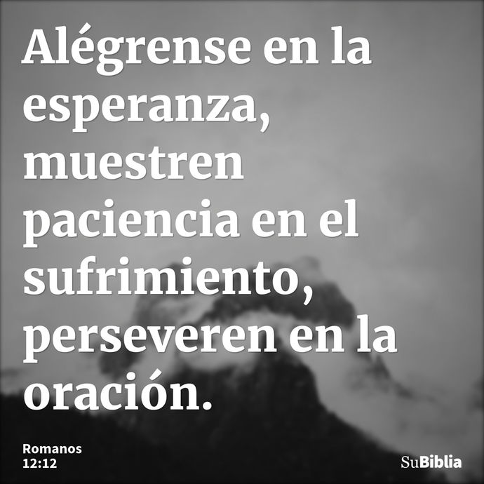 Alégrense en la esperanza, muestren paciencia en el sufrimiento, perseveren en la oración. --- Romanos 12:12