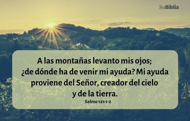 A las montañas levanto mis ojos; ¿de dónde ha de venir mi ayuda? Mi ayuda proviene del Señor, creador del cielo y de la tierra. (Salmo 121:1-2)