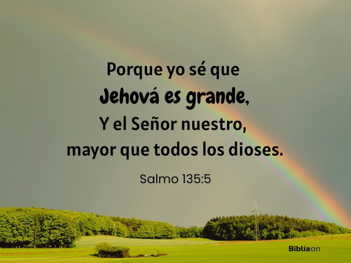 Porque yo sé que Jehová es grande, Y el Señor nuestro, mayor que todos los dioses. (Salmo 135:5)