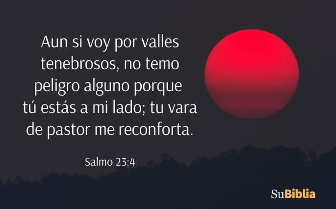 Aun si voy por valles tenebrosos, no temo peligro alguno porque tú estás a mi lado; tu vara de pastor me reconforta. (Salmo 23:4)