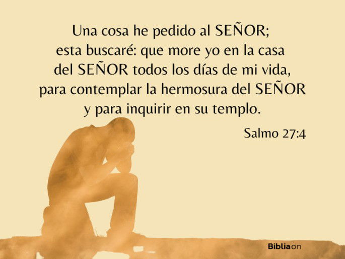 Una cosa he pedido al SEÑOR; esta buscaré: que more yo en la casa del SEÑOR todos los días de mi vida, para contemplar la hermosura del SEÑOR y para inquirir en su templo. (Salmo 27:4)