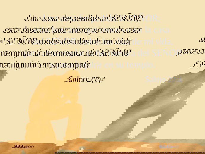 Una cosa he pedido al SEÑOR; esta buscaré: que more yo en la casa del SEÑOR todos los días de mi vida, para contemplar la hermosura del SEÑOR y para inquirir en su templo. (Salmo 27:4)