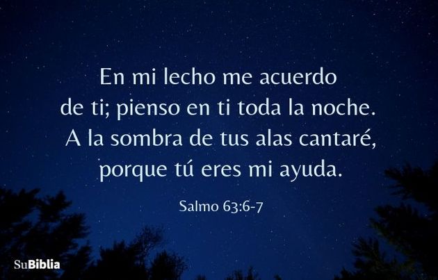 En mi lecho me acuerdo de ti; pienso en ti toda la noche. A la sombra de tus alas cantaré, porque tú eres mi ayuda. (Salmo 63:6-7)