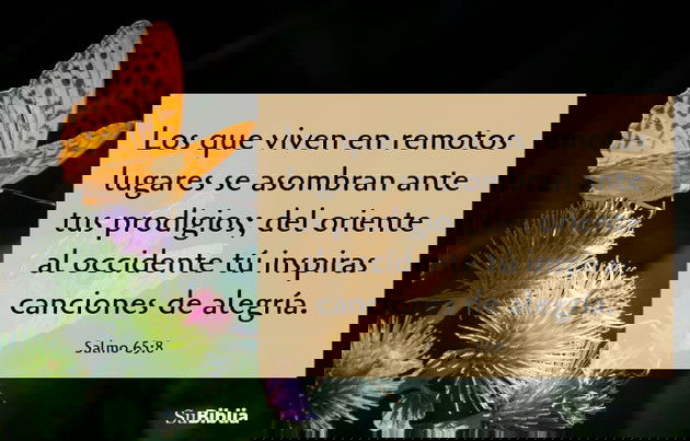 Los que viven en remotos lugares se asombran ante tus prodigios; del oriente al occidente tú inspiras canciones de alegría. (Salmo 65:8)