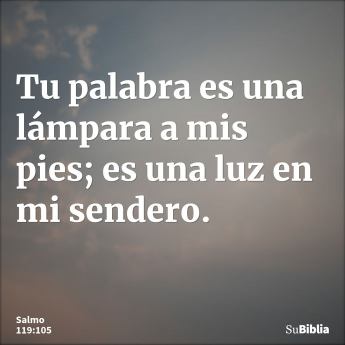 Tu palabra es una lámpara a mis pies; es una luz en mi sendero. --- Salmo 119:105