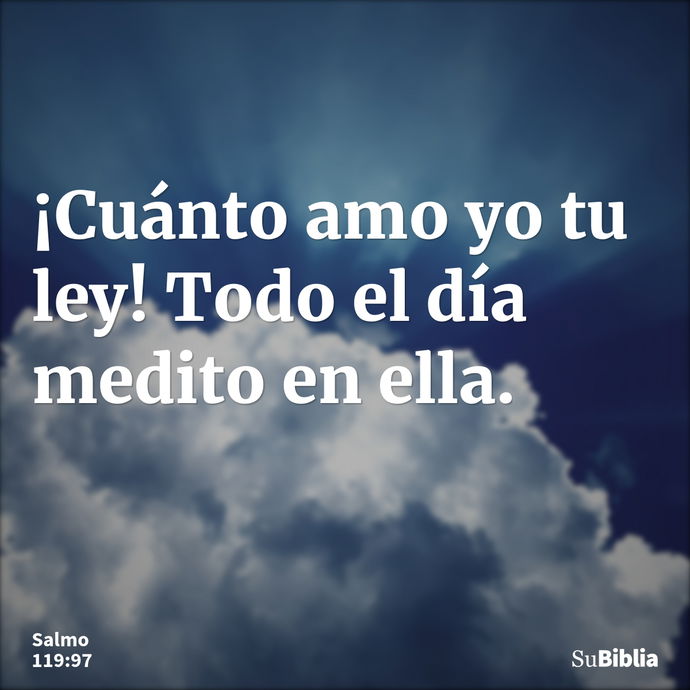 ¡Cuánto amo yo tu ley! Todo el día medito en ella. --- Salmo 119:97