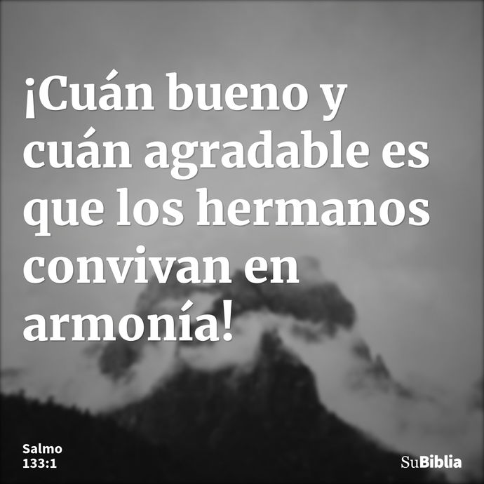 ¡Cuán bueno y cuán agradable es que los hermanos convivan en armonía! --- Salmo 133:1