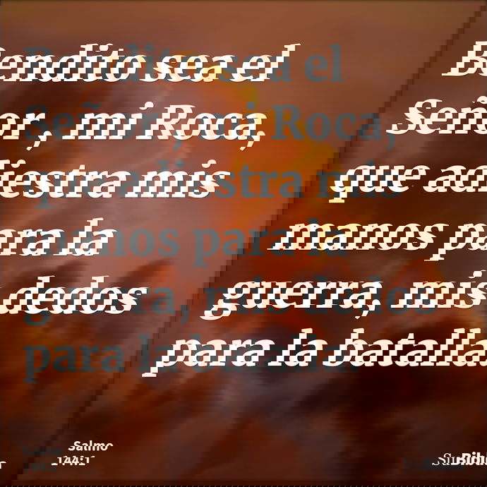 Bendito sea el Señor , mi Roca, que adiestra mis manos para la guerra, mis dedos para la batalla. --- Salmo 144:1