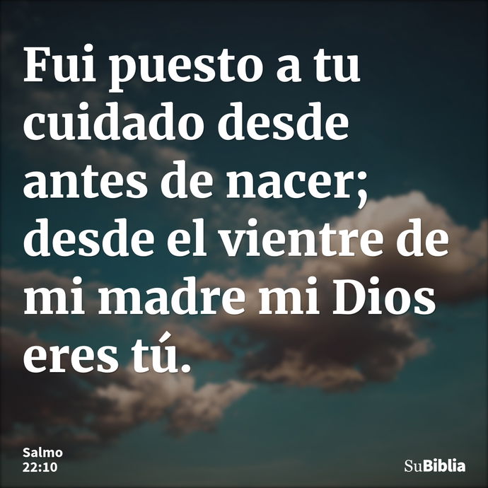 Fui puesto a tu cuidado desde antes de nacer; desde el vientre de mi madre mi Dios eres tú. --- Salmo 22:10