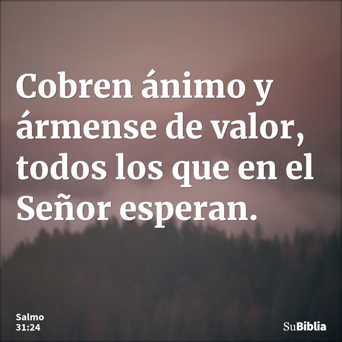 Cobren ánimo y ármense de valor, todos los que en el Señor esperan. --- Salmo 31:24