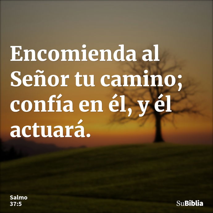 Encomienda al Señor tu camino; confía en él, y él actuará. --- Salmo 37:5