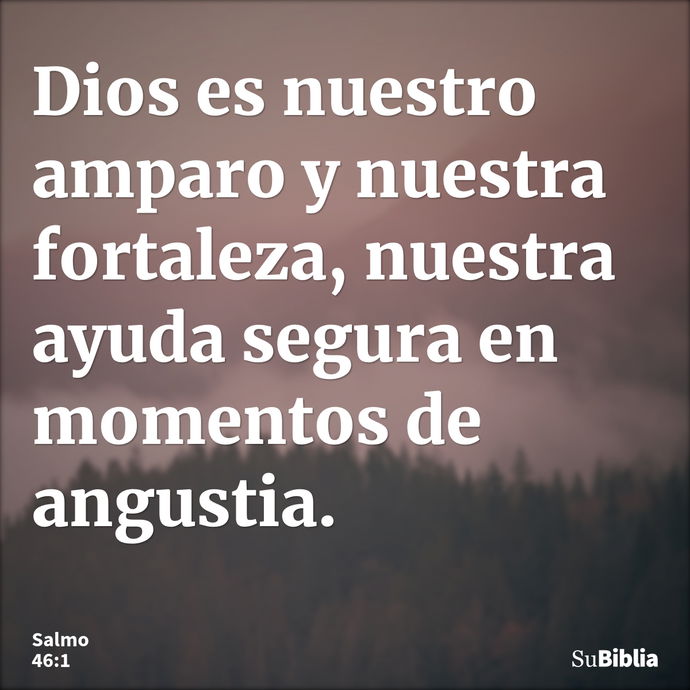 Dios es nuestro amparo y nuestra fortaleza, nuestra ayuda segura en momentos de angustia. --- Salmo 46:1