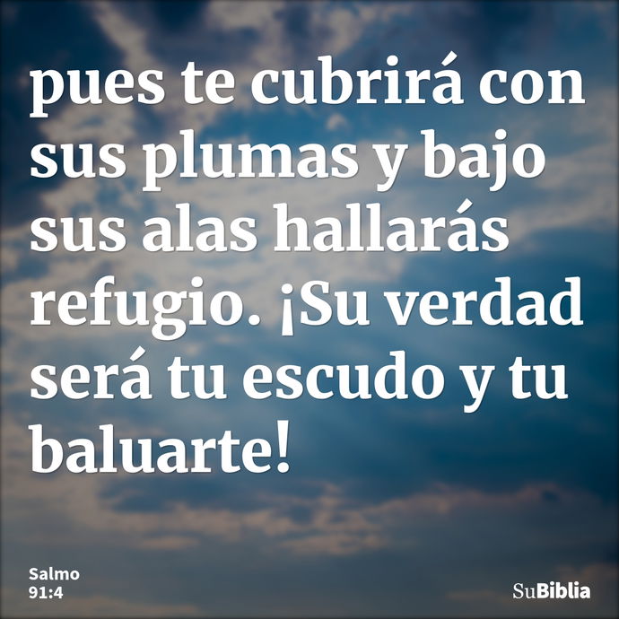 pues te cubrirá con sus plumas y bajo sus alas hallarás refugio. ¡Su verdad será tu escudo y tu baluarte! --- Salmo 91:4