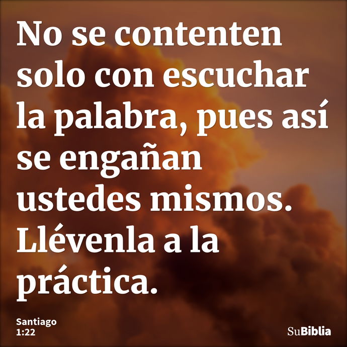 No se contenten solo con escuchar la palabra, pues así se engañan ustedes mismos. Llévenla a la práctica. --- Santiago 1:22