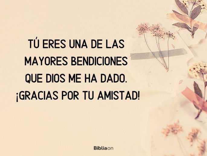 Tú eres una de las mayores bendiciones que Dios me ha dado. ¡Gracias por tu amistad!
