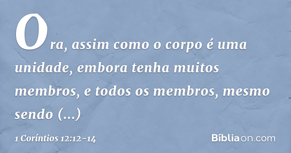 primeiro coríntios capítulo 12 versículo 14