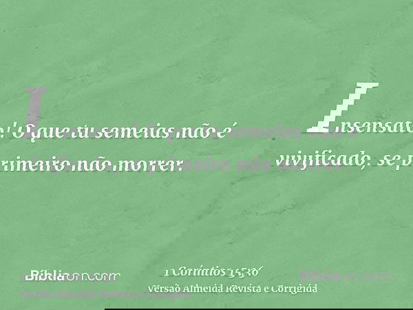 Insensato! O que tu semeias não é vivificado, se primeiro não morrer.