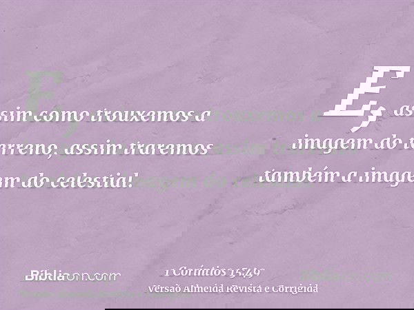 E, assim como trouxemos a imagem do terreno, assim traremos também a imagem do celestial.