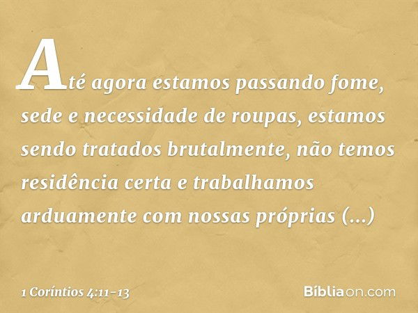 Até agora estamos passando fome, sede e necessidade de roupas, estamos sendo tratados brutalmente, não temos residência certa e trabalhamos arduamente com nossa