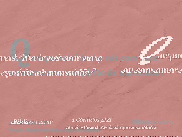 Que quereis? Irei a vós com vara, ou com amor e espírito de mansidão?