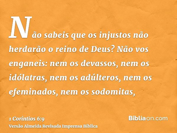 1 Coríntios 6:9 - Bíblia
