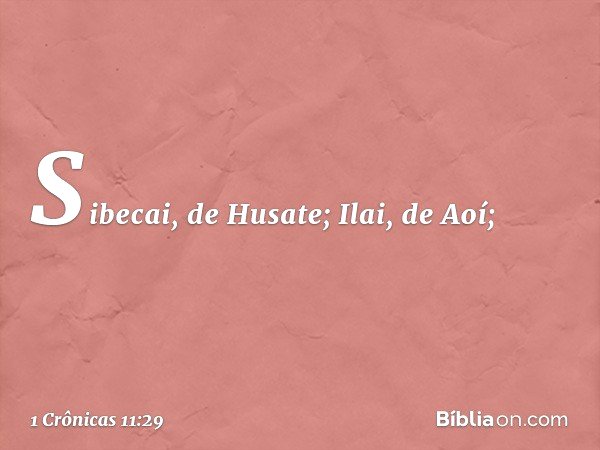 Sibecai, de Husate;
Ilai, de Aoí; -- 1 Crônicas 11:29