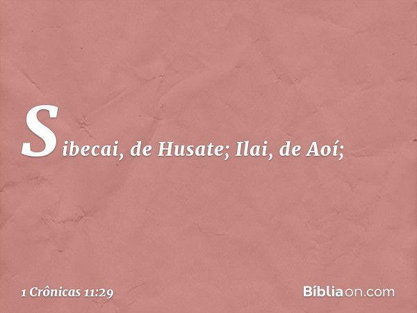 Sibecai, de Husate;
Ilai, de Aoí; -- 1 Crônicas 11:29