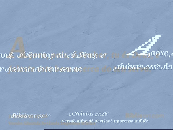 Agora, pois, ó Senhor, tu és Deus, e falaste este bem acerca do teu servo.