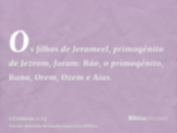 Os filhos de Jerameel, primogênito de Jezrom, foram: Rão, o primogênito, Buna, Orem, Ozem e Aías.