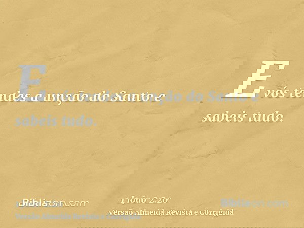 E vós tendes a unção do Santo e sabeis tudo.