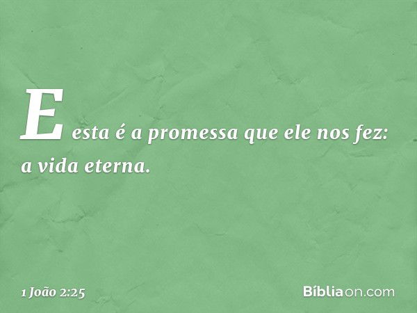 E esta é a promessa que ele nos fez: a vida eterna. -- 1 João 2:25