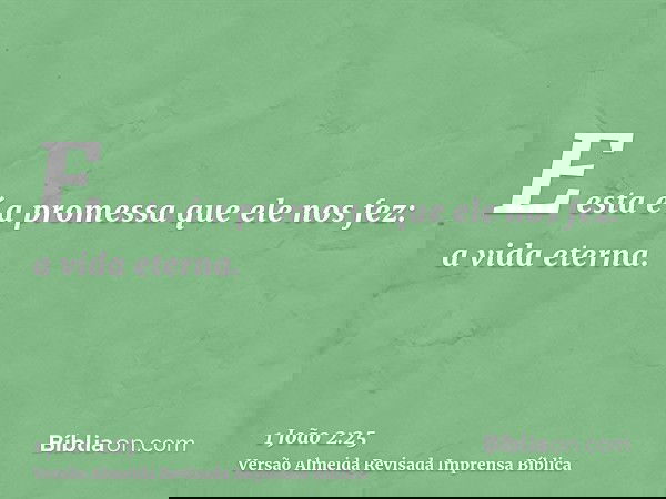 E esta é a promessa que ele nos fez: a vida eterna.