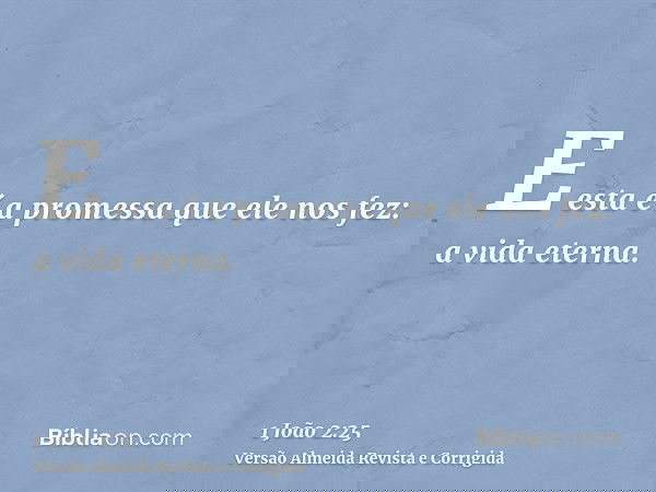 E esta é a promessa que ele nos fez: a vida eterna.