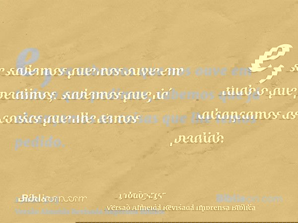 e, se sabemos que nos ouve em tudo o que pedimos, sabemos que já alcançamos as coisas que lhe temos pedido.