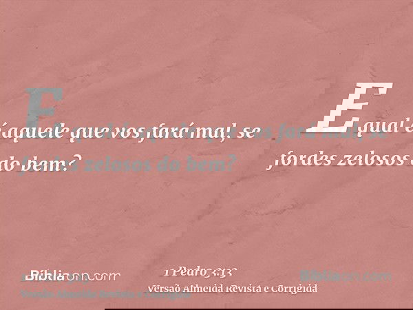 E qual é aquele que vos fará mal, se fordes zelosos do bem?