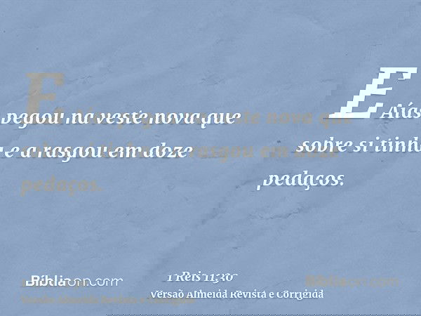 E Aías pegou na veste nova que sobre si tinha e a rasgou em doze pedaços.