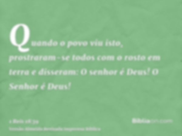 Quando o povo viu isto, prostraram-se todos com o rosto em terra e disseram: O senhor é Deus! O Senhor é Deus!