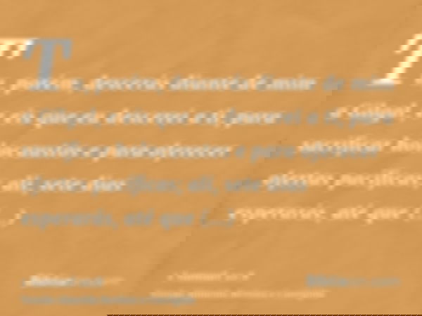 Tu, porém, descerás diante de mim a Gilgal, e eis que eu descerei a ti, para sacrificar holocaustos e para oferecer ofertas pacíficas; ali, sete dias esperarás,