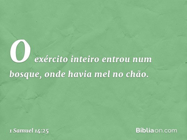 O exército inteiro entrou num bosque, onde havia mel no chão. -- 1 Samuel 14:25