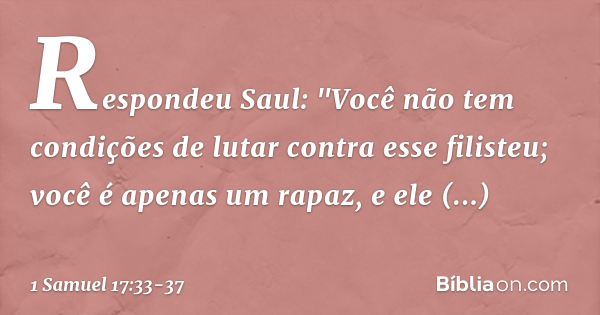 1 Samuel 17:33-37 - Bíblia