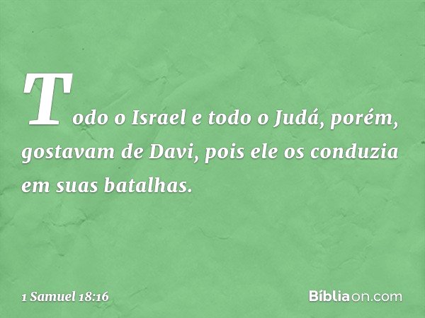Todo o Israel e todo o Judá, porém, gostavam de Davi, pois ele os conduzia em suas batalhas. -- 1 Samuel 18:16