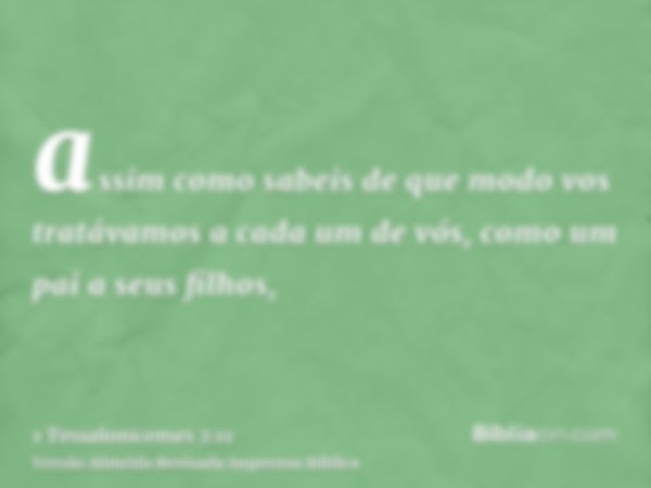 assim como sabeis de que modo vos tratávamos a cada um de vós, como um pai a seus filhos,