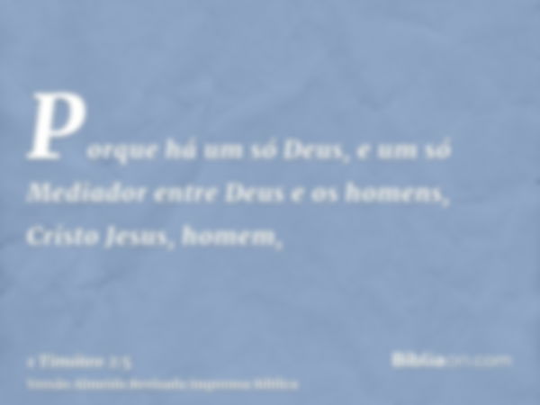 Porque há um só Deus, e um só Mediador entre Deus e os homens, Cristo Jesus, homem,