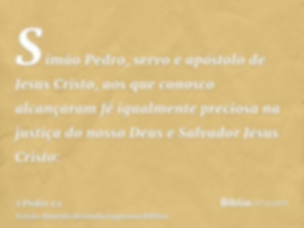 Simão Pedro, servo e apóstolo de Jesus Cristo, aos que conosco alcançaram fé igualmente preciosa na justiça do nosso Deus e Salvador Jesus Cristo: