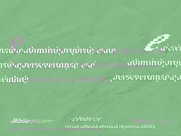 e à ciência o domínio próprio, e ao domínio próprio a perseverança, e à perseverança a piedade,
