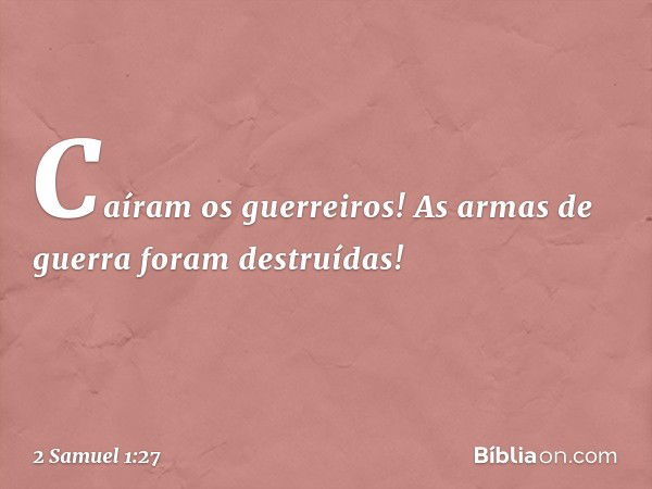 "Caíram os guerreiros!
As armas de guerra foram destruídas!" -- 2 Samuel 1:27