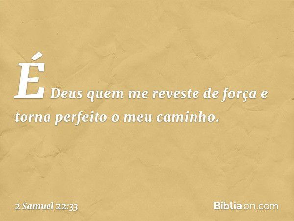 É Deus quem me reveste de força e torna perfeito o meu caminho. -- 2 Samuel 22:33